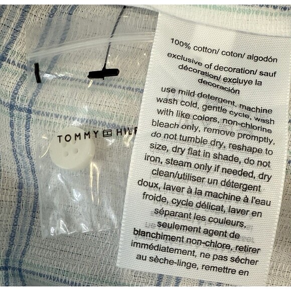 Tommy Hilfiger Women’s XL Plaid Button Down Shirt Blue Green Cotton Roll Tab - Picture 3 of 9